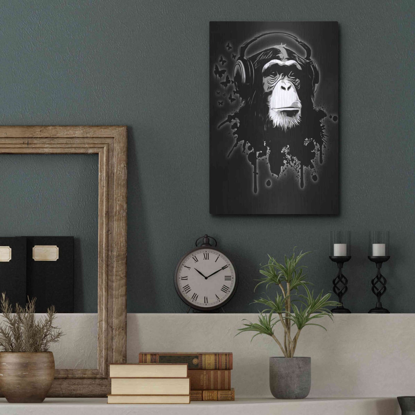 Luxe Metal Art 'Monkey Business Black' by Nicklas Gustafsson, Metal Wall Art,12x16