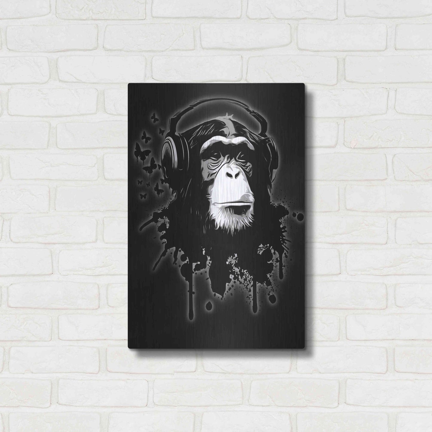 Luxe Metal Art 'Monkey Business Black' by Nicklas Gustafsson, Metal Wall Art,16x24