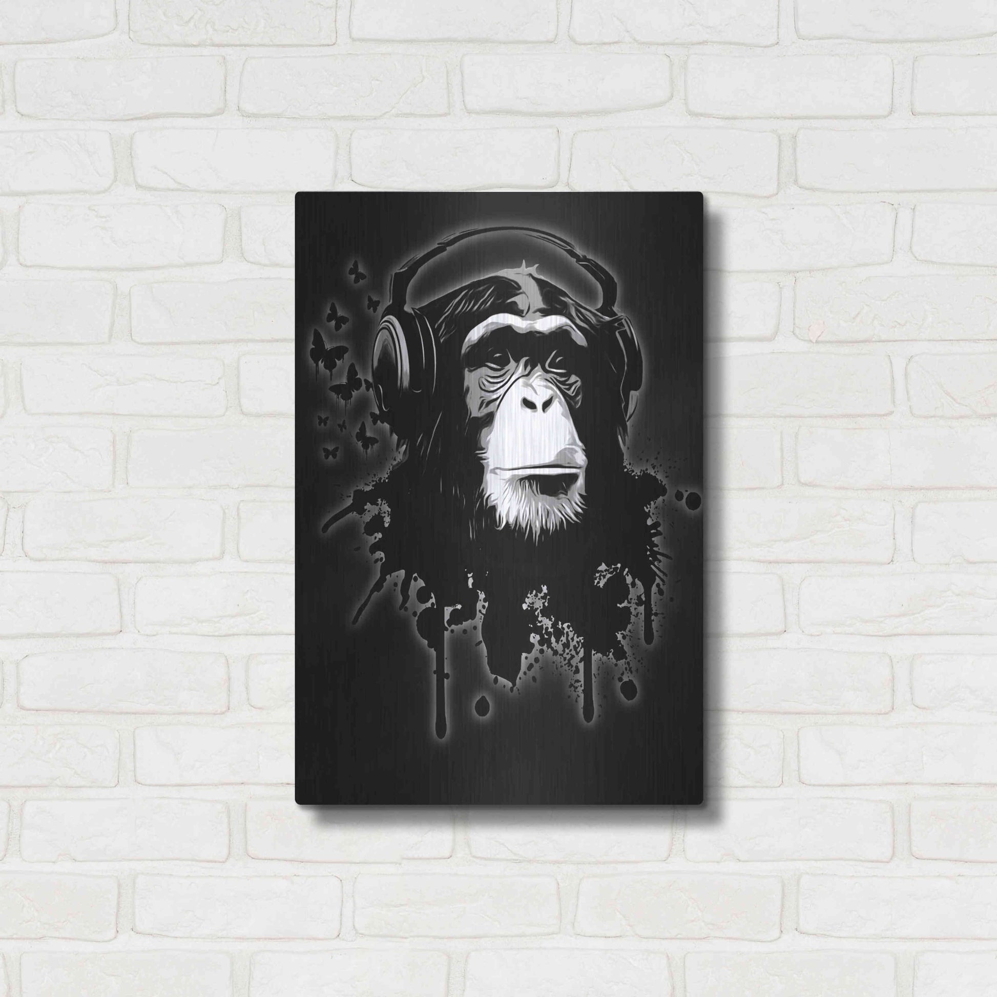 Luxe Metal Art 'Monkey Business Black' by Nicklas Gustafsson, Metal Wall Art,16x24