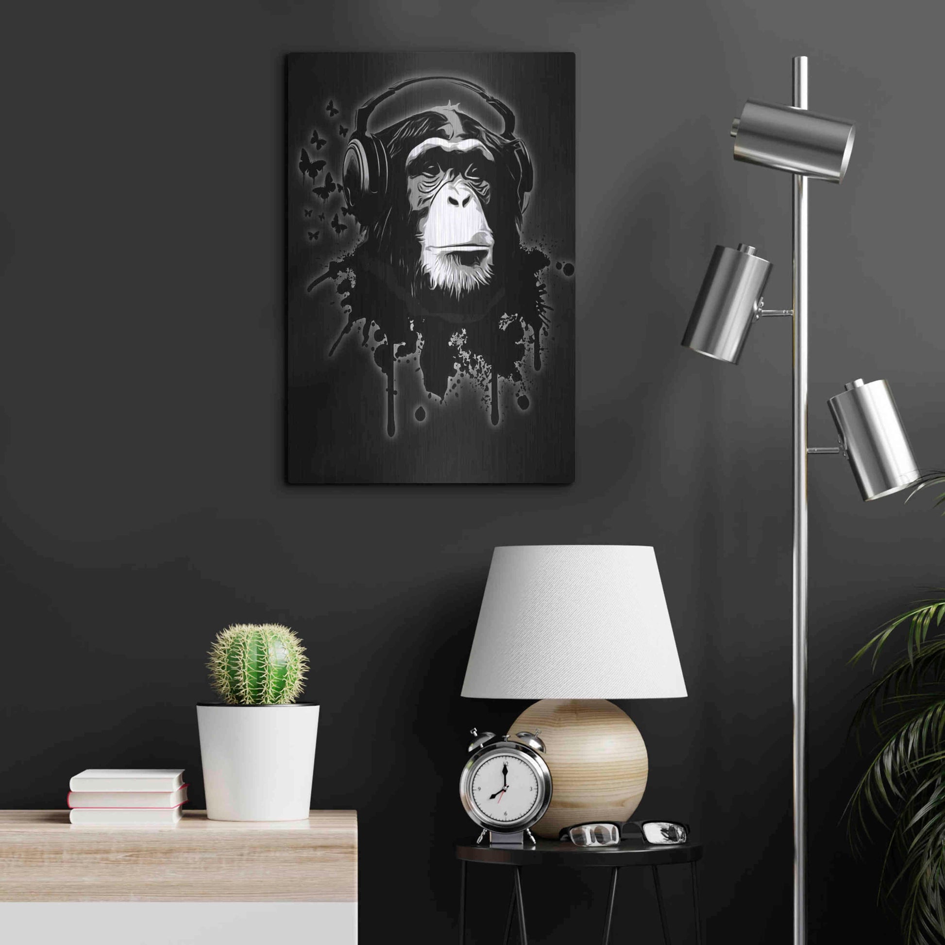Luxe Metal Art 'Monkey Business Black' by Nicklas Gustafsson, Metal Wall Art,16x24