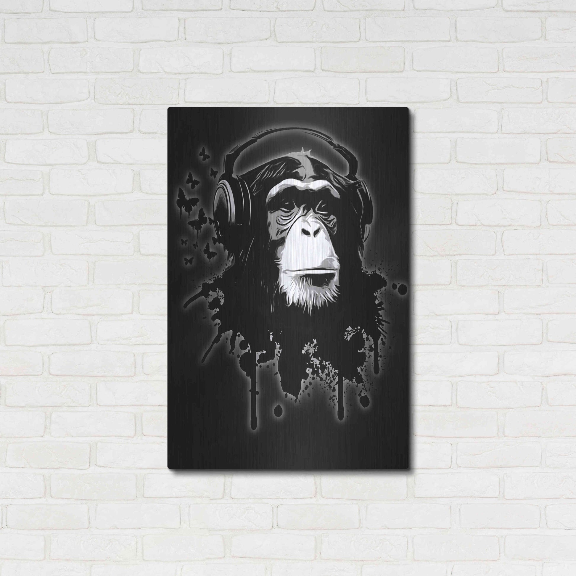 Luxe Metal Art 'Monkey Business Black' by Nicklas Gustafsson, Metal Wall Art,24x36