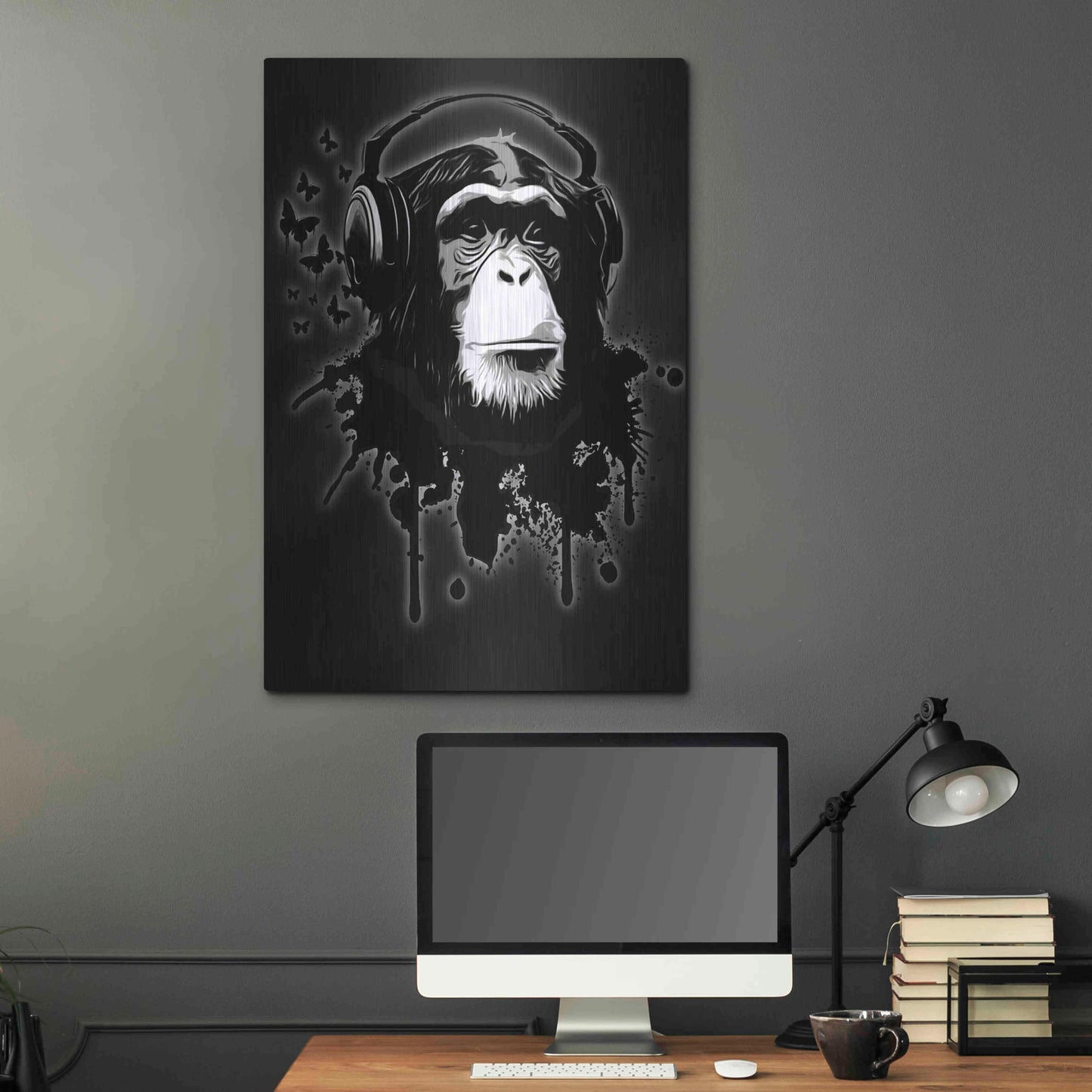 Luxe Metal Art 'Monkey Business Black' by Nicklas Gustafsson, Metal Wall Art,24x36