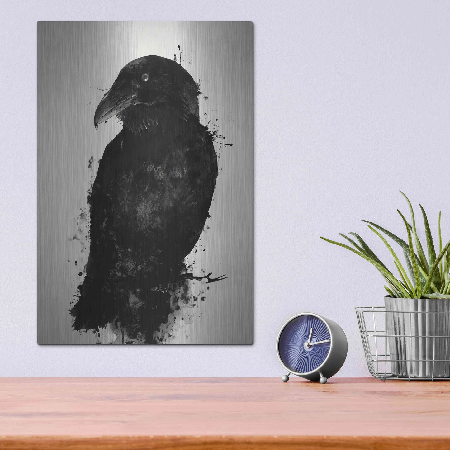 Luxe Metal Art 'The Raven' by Nicklas Gustafsson, Metal Wall Art,12x16