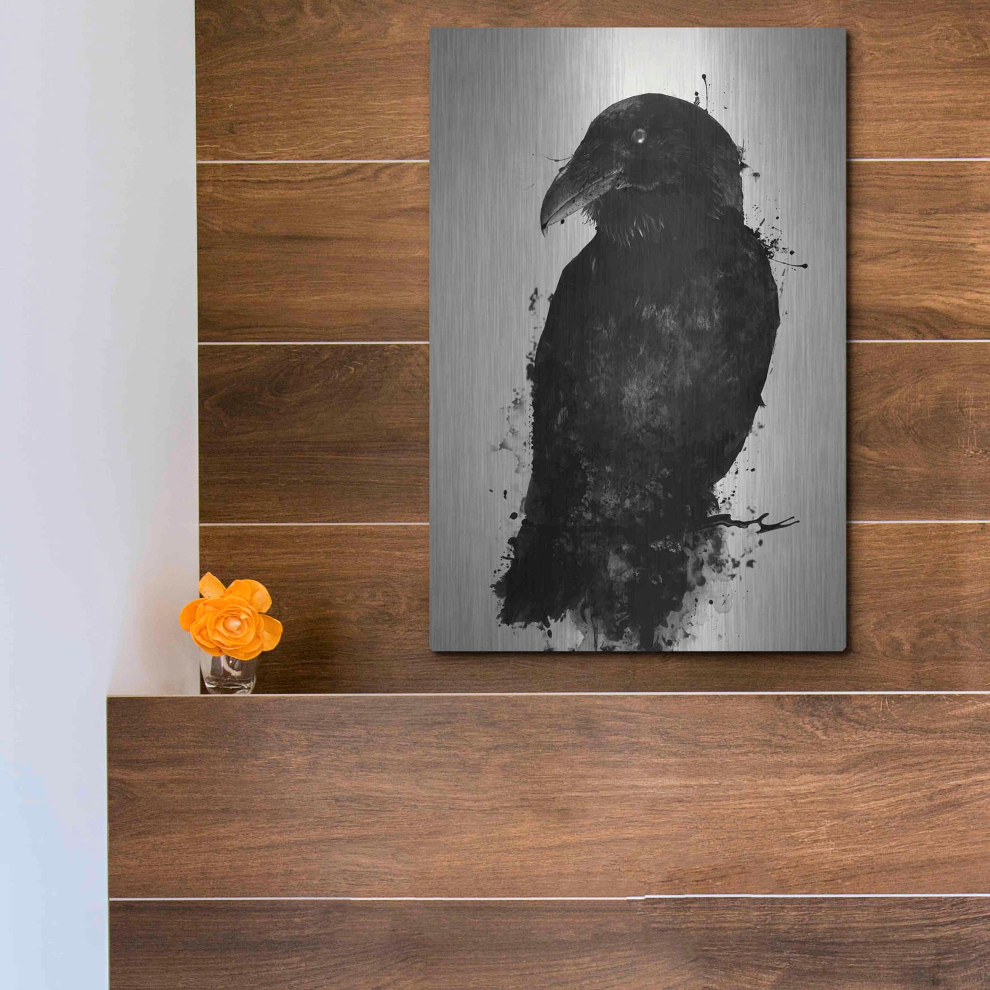 Luxe Metal Art 'The Raven' by Nicklas Gustafsson, Metal Wall Art,12x16