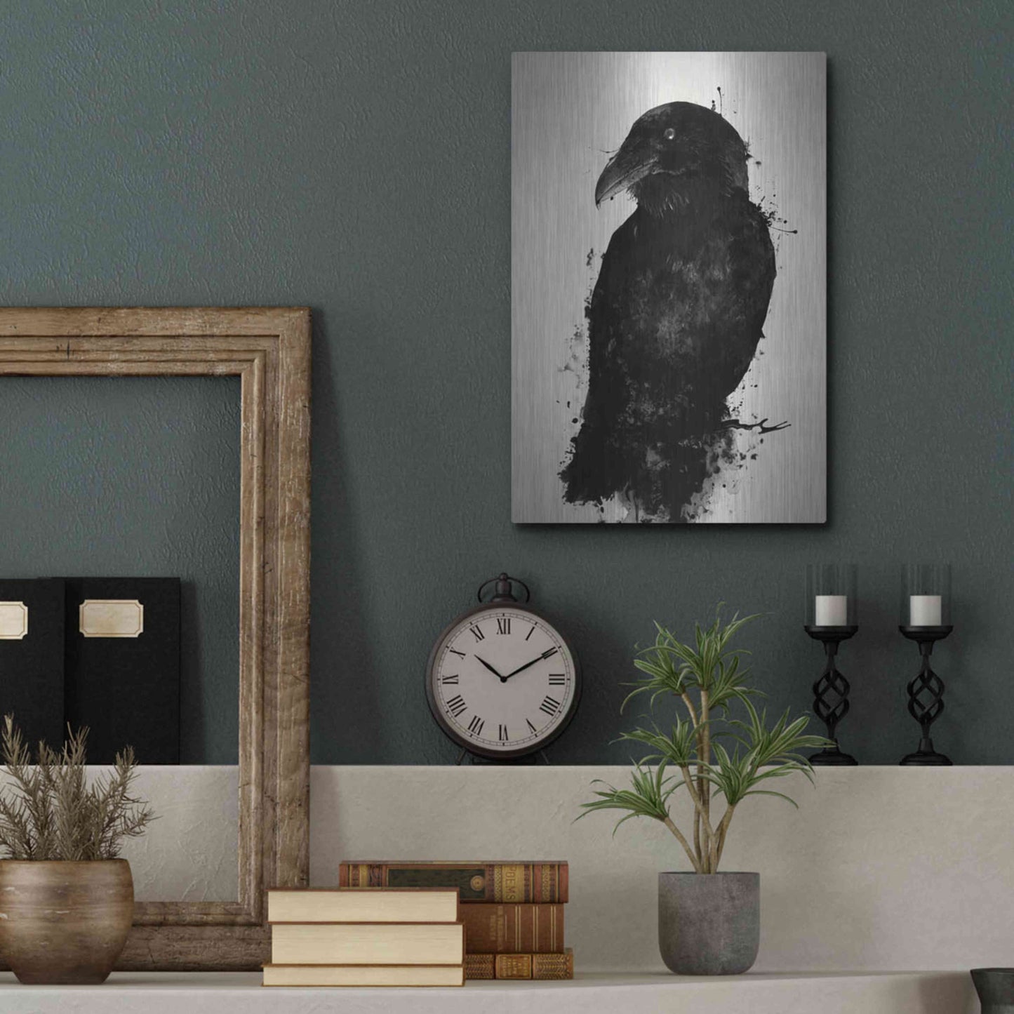 Luxe Metal Art 'The Raven' by Nicklas Gustafsson, Metal Wall Art,12x16