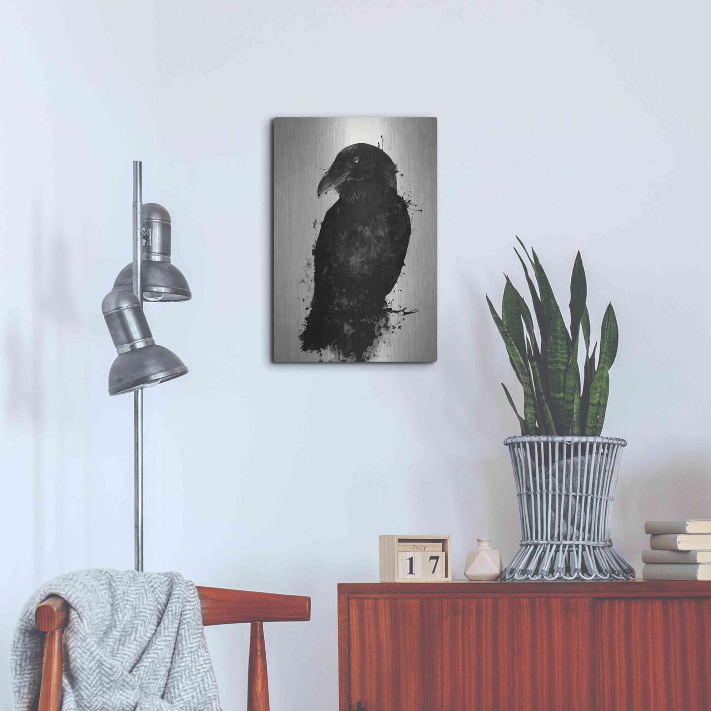 Luxe Metal Art 'The Raven' by Nicklas Gustafsson, Metal Wall Art,16x24