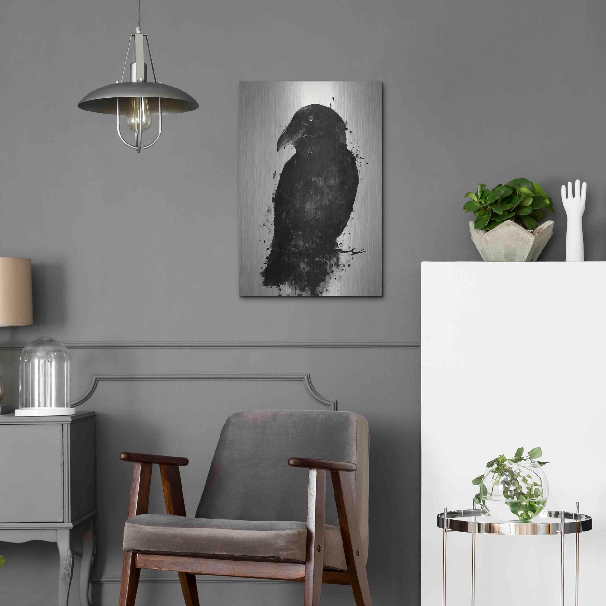 Luxe Metal Art 'The Raven' by Nicklas Gustafsson, Metal Wall Art,16x24