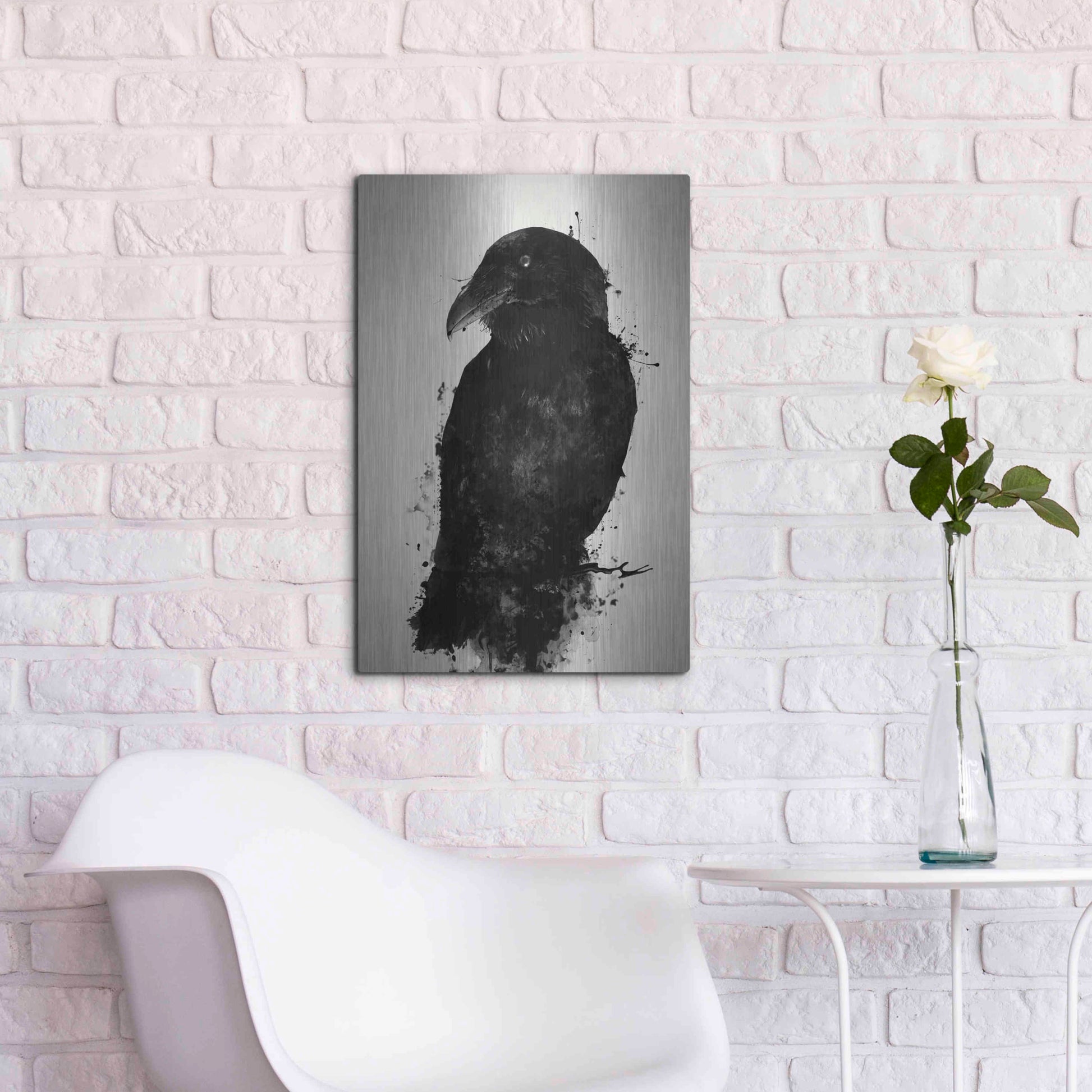 Luxe Metal Art 'The Raven' by Nicklas Gustafsson, Metal Wall Art,16x24