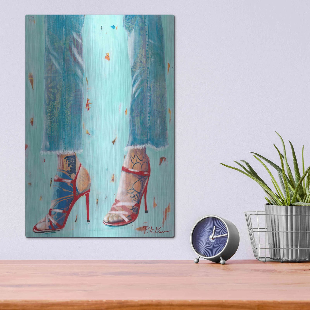 'Red Heels' by Pamela Beer – Metal Wall Art, 12x16 room view