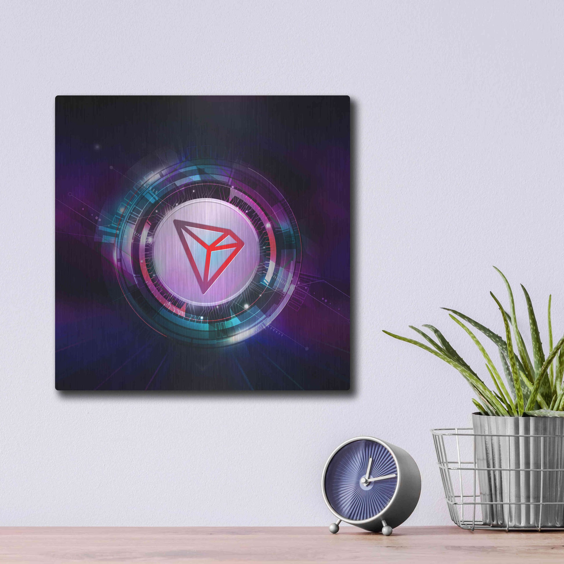 Luxe Metal Art 'TRX Tron Blockchain' by Epic Portfolio Metal Wall Art,12x12