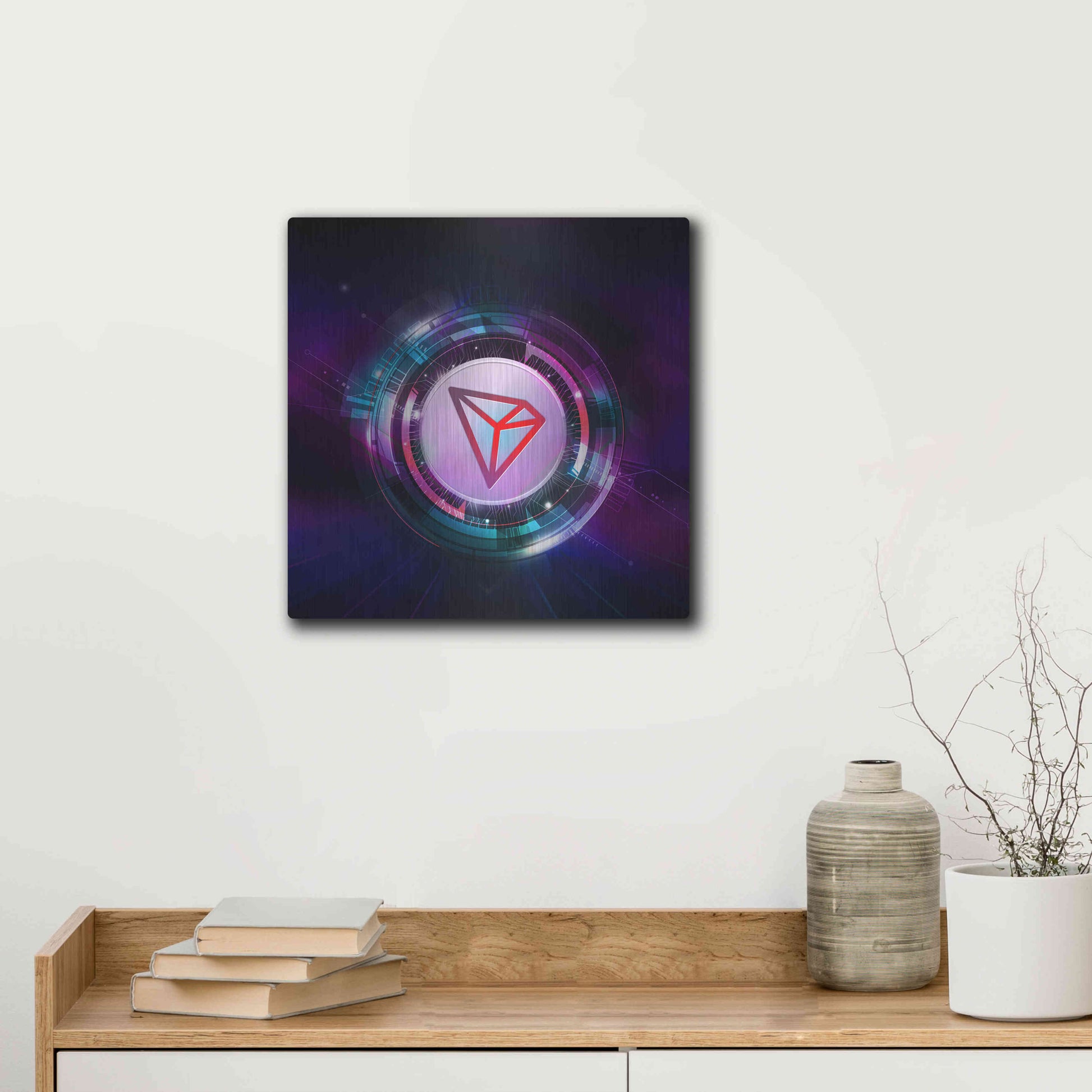 Luxe Metal Art 'TRX Tron Blockchain' by Epic Portfolio Metal Wall Art,12x12