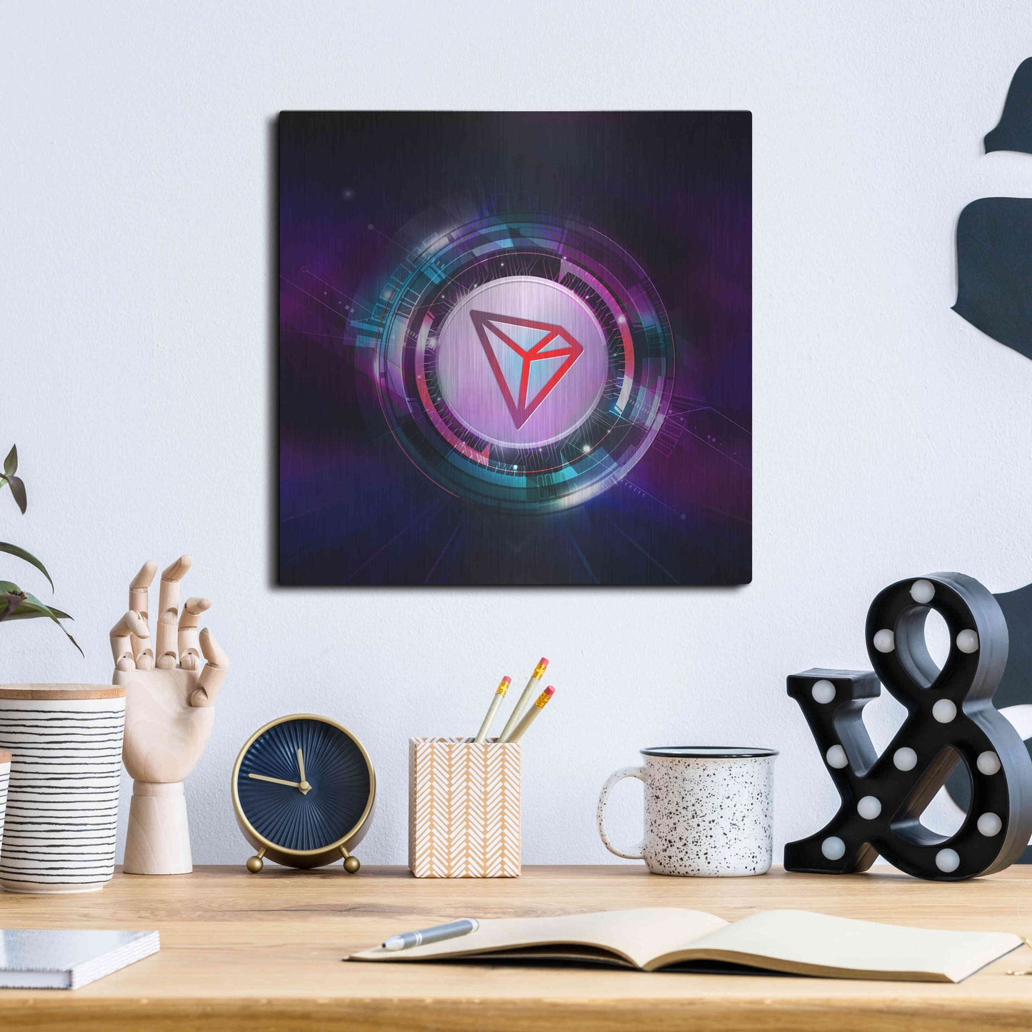 Luxe Metal Art 'TRX Tron Blockchain' by Epic Portfolio Metal Wall Art,12x12