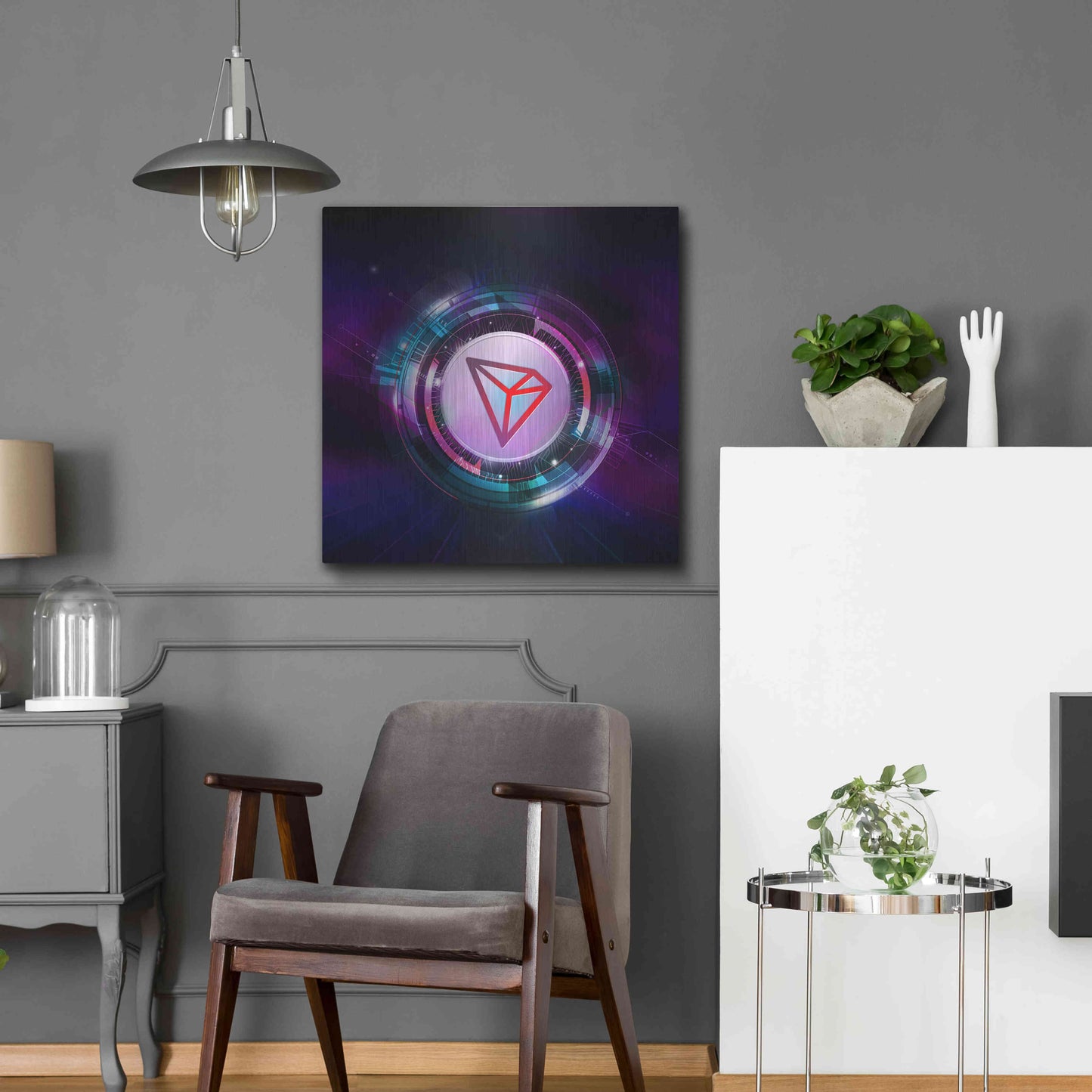 Luxe Metal Art 'TRX Tron Blockchain' by Epic Portfolio Metal Wall Art,24x24