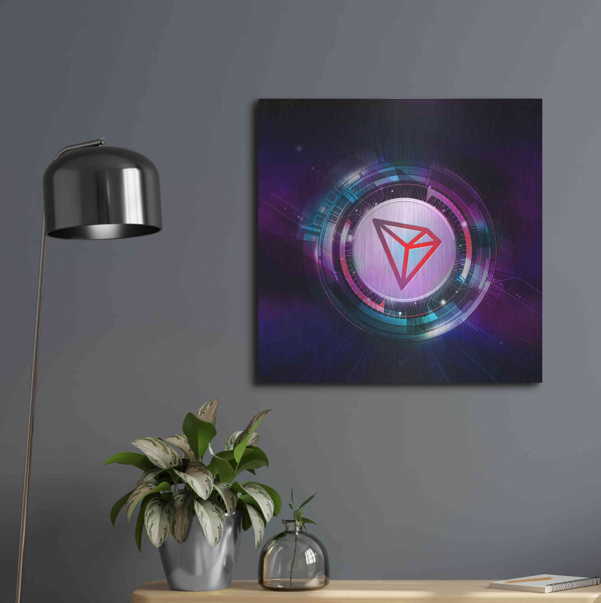 Luxe Metal Art 'TRX Tron Blockchain' by Epic Portfolio Metal Wall Art,24x24