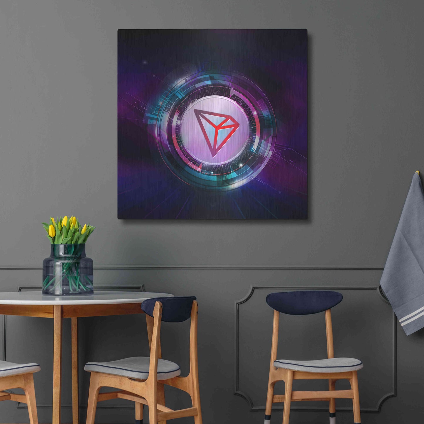 Luxe Metal Art 'TRX Tron Blockchain' by Epic Portfolio Metal Wall Art,36x36