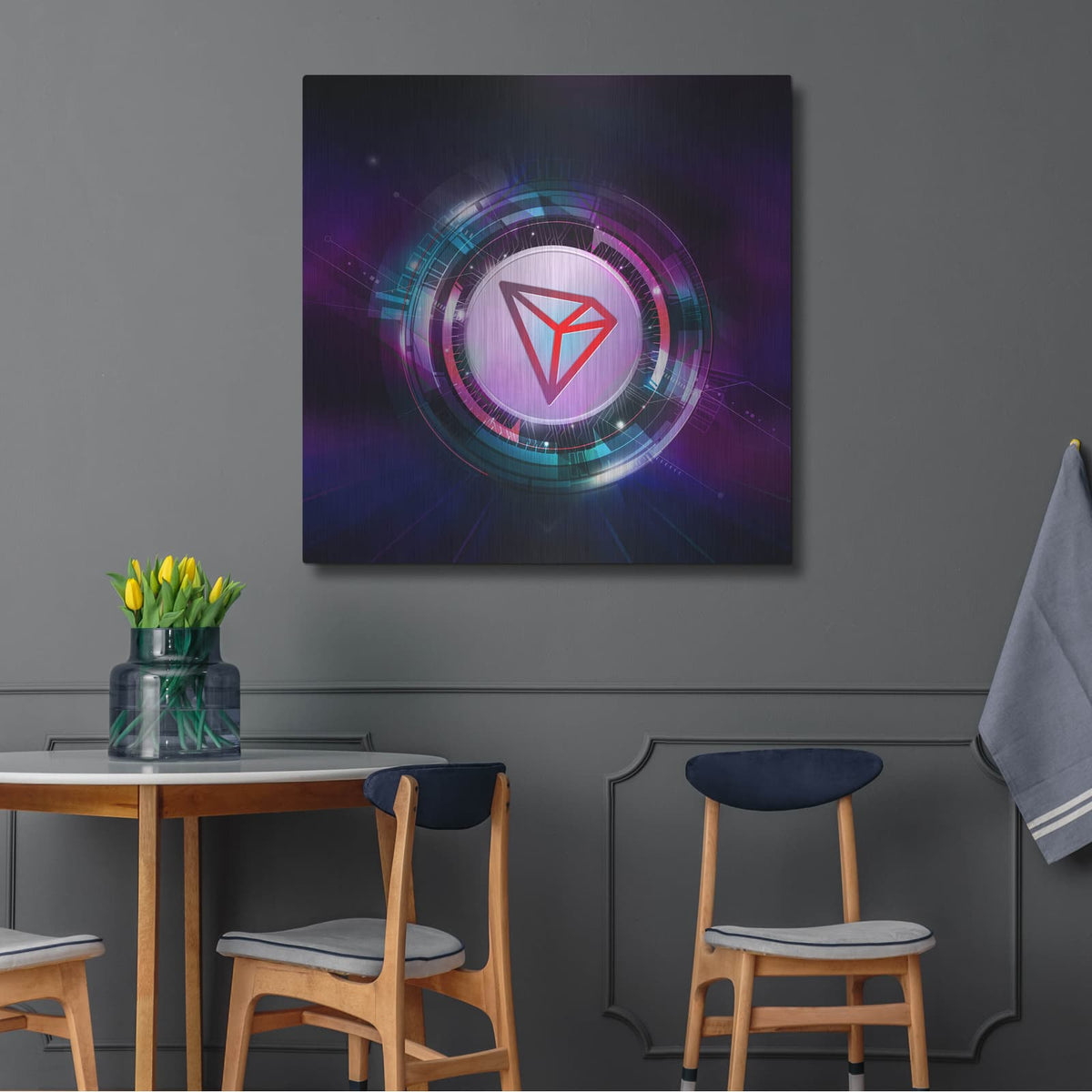 'TRX Tron Blockchain' by Valentyn Artemenko – Metal Wall Art, 36x36 room view