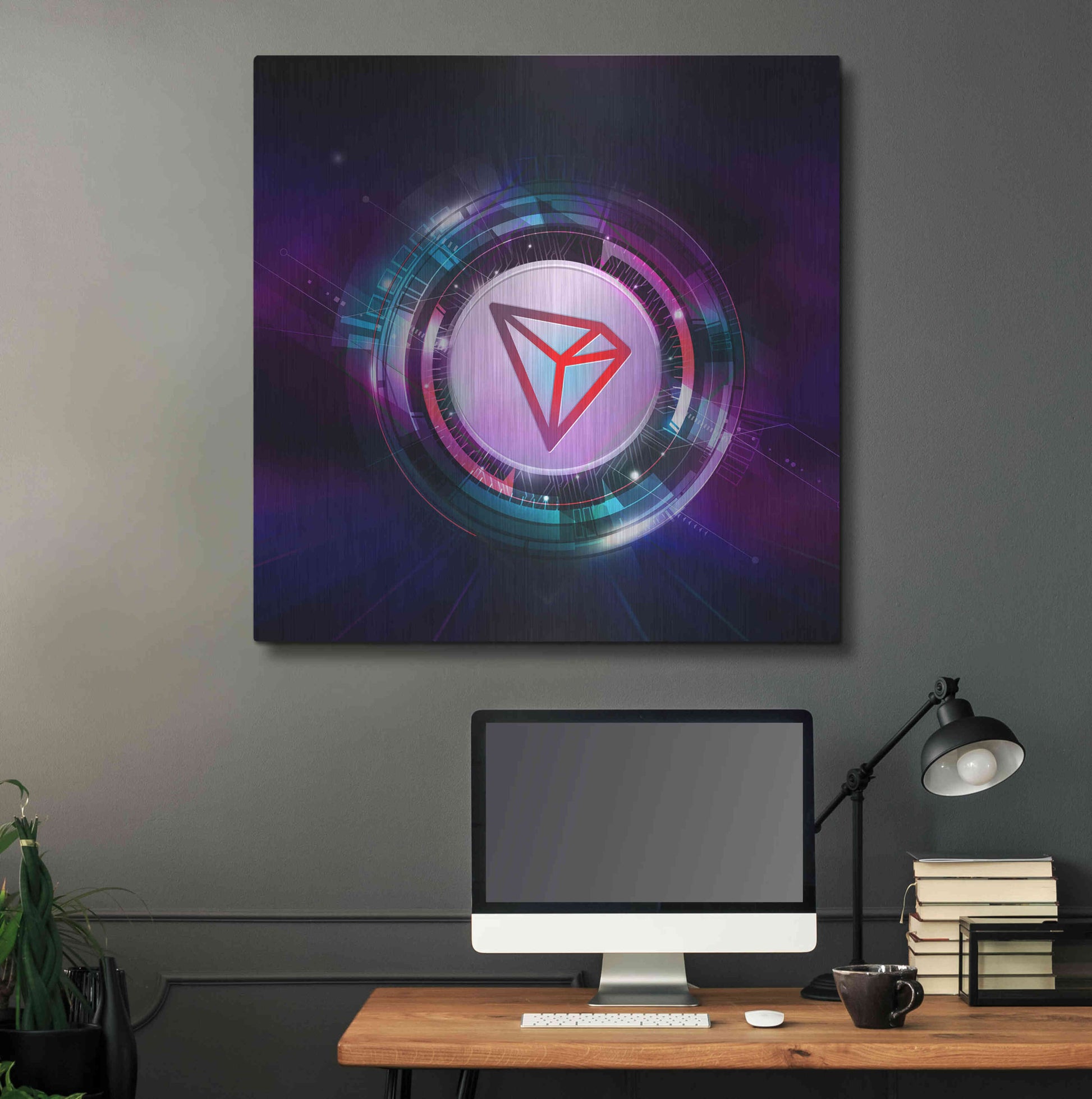 Luxe Metal Art 'TRX Tron Blockchain' by Epic Portfolio Metal Wall Art,36x36