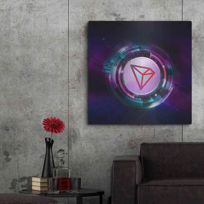 Luxe Metal Art 'TRX Tron Blockchain' by Epic Portfolio Metal Wall Art,36x36