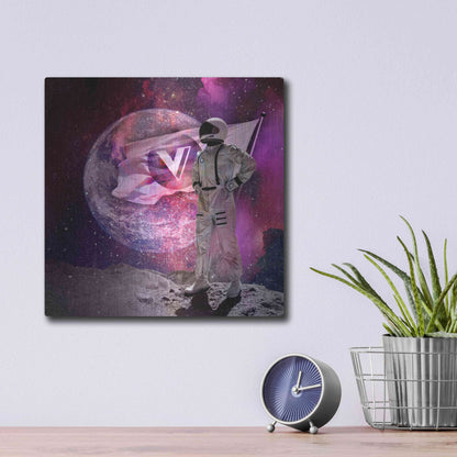 Luxe Metal Art 'Voyager to the Moon' by Epic Portfolio Metal Wall Art,12x12
