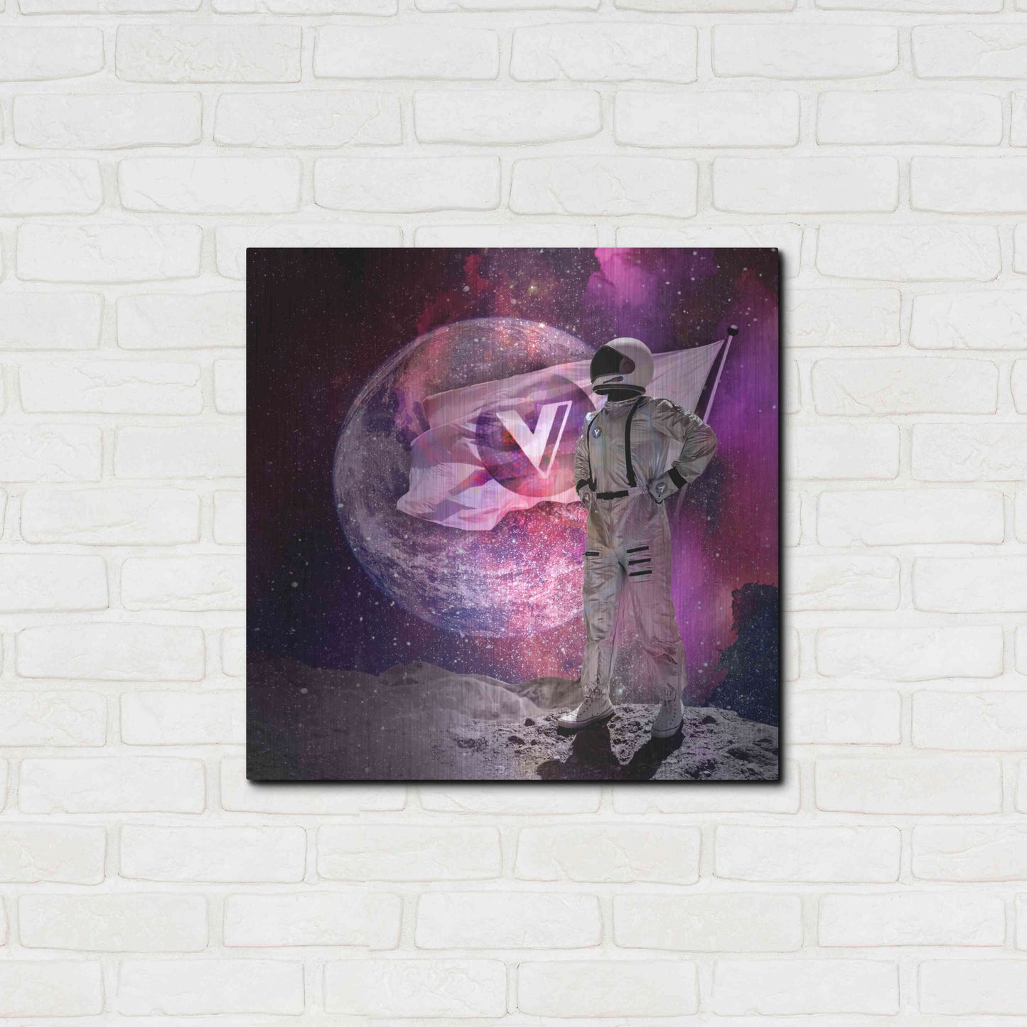 Luxe Metal Art 'Voyager to the Moon' by Epic Portfolio Metal Wall Art,24x24