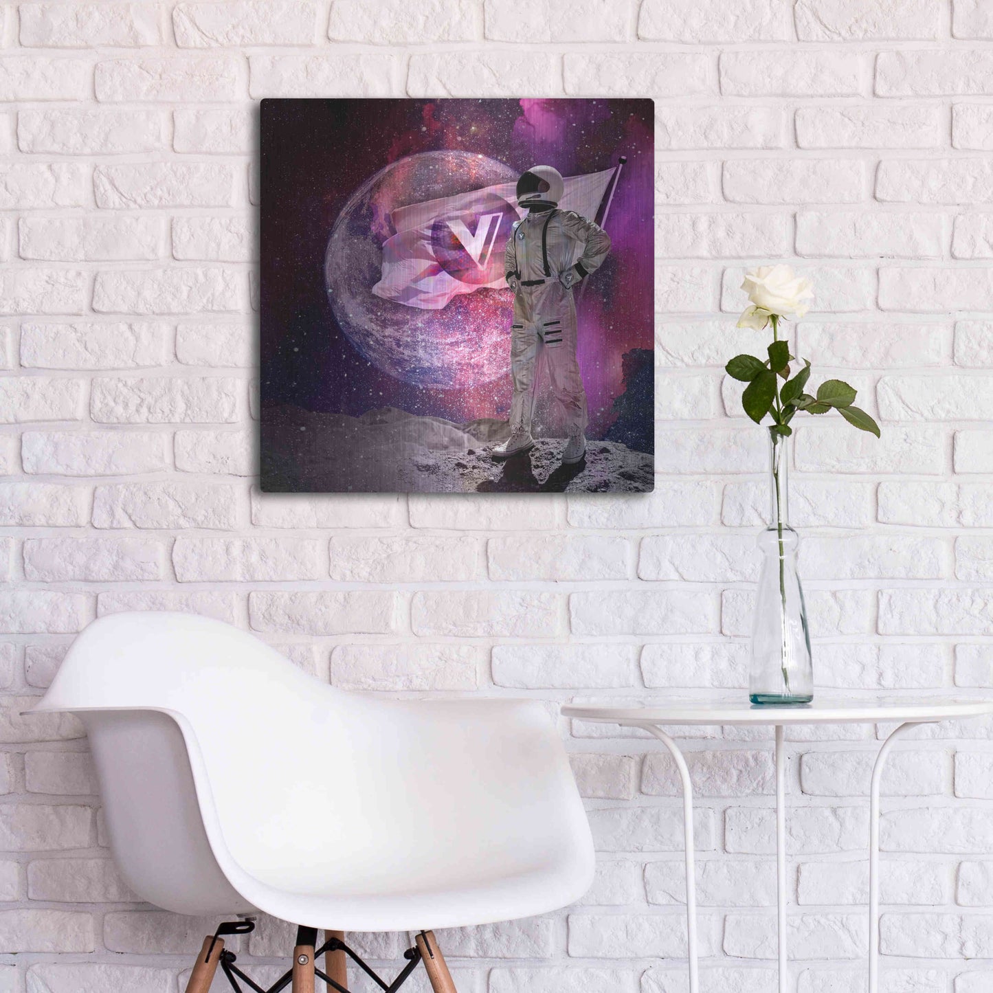 Luxe Metal Art 'Voyager to the Moon' by Epic Portfolio Metal Wall Art,24x24