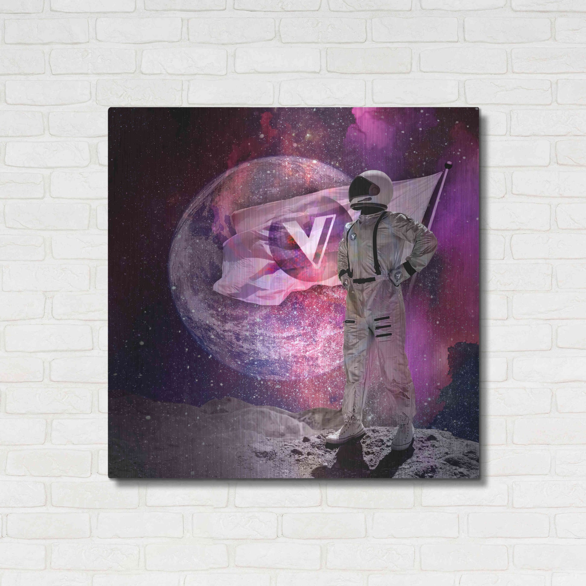 Luxe Metal Art 'Voyager to the Moon' by Epic Portfolio Metal Wall Art,36x36