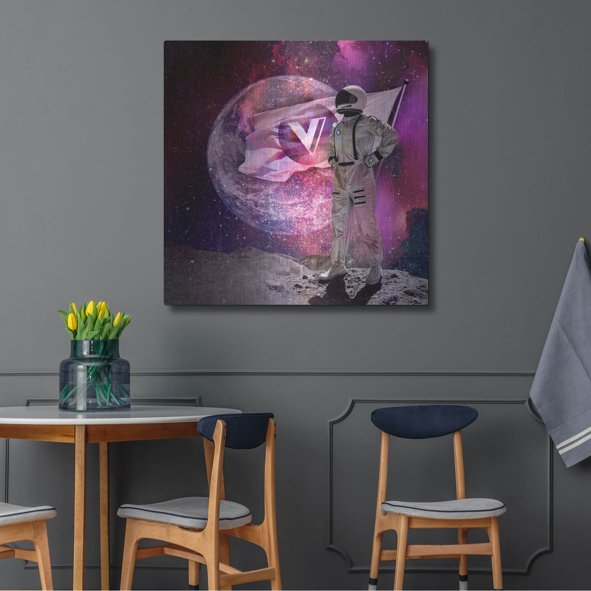 'Voyager to the Moon' by Valentyn Artemenko – Metal Wall Art, 36x36 room view