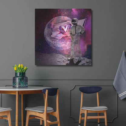 Luxe Metal Art 'Voyager to the Moon' by Epic Portfolio Metal Wall Art,36x36