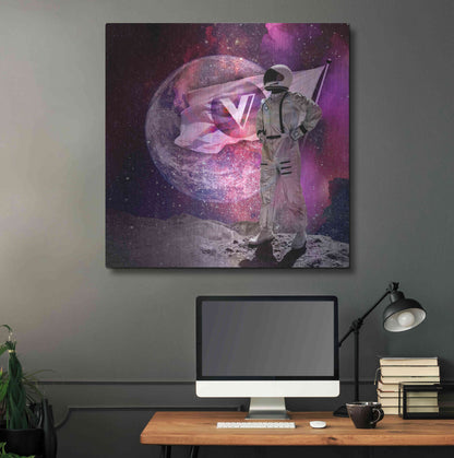 Luxe Metal Art 'Voyager to the Moon' by Epic Portfolio Metal Wall Art,36x36