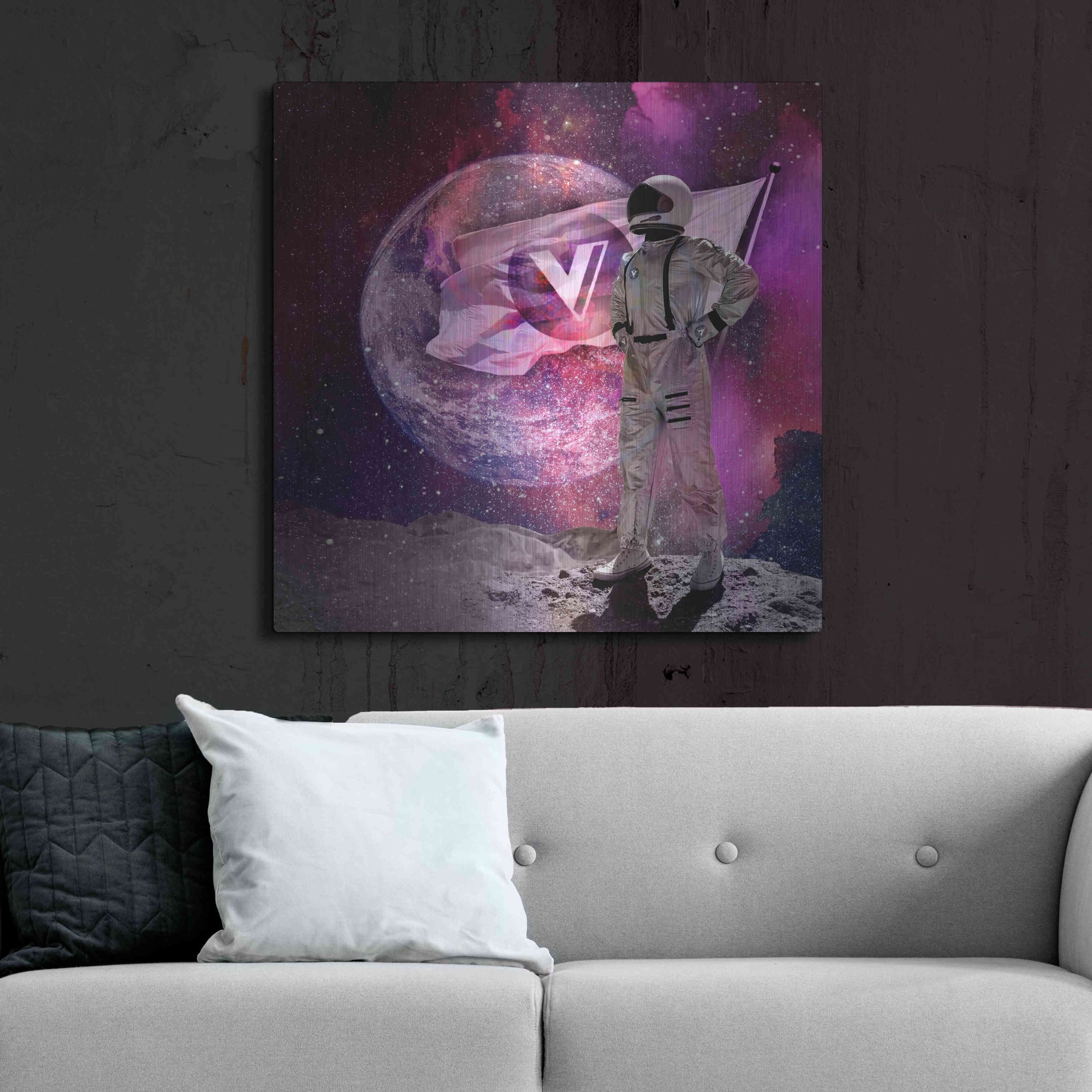 Luxe Metal Art 'Voyager to the Moon' by Epic Portfolio Metal Wall Art,36x36