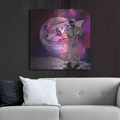 Luxe Metal Art 'Voyager to the Moon' by Epic Portfolio Metal Wall Art,36x36