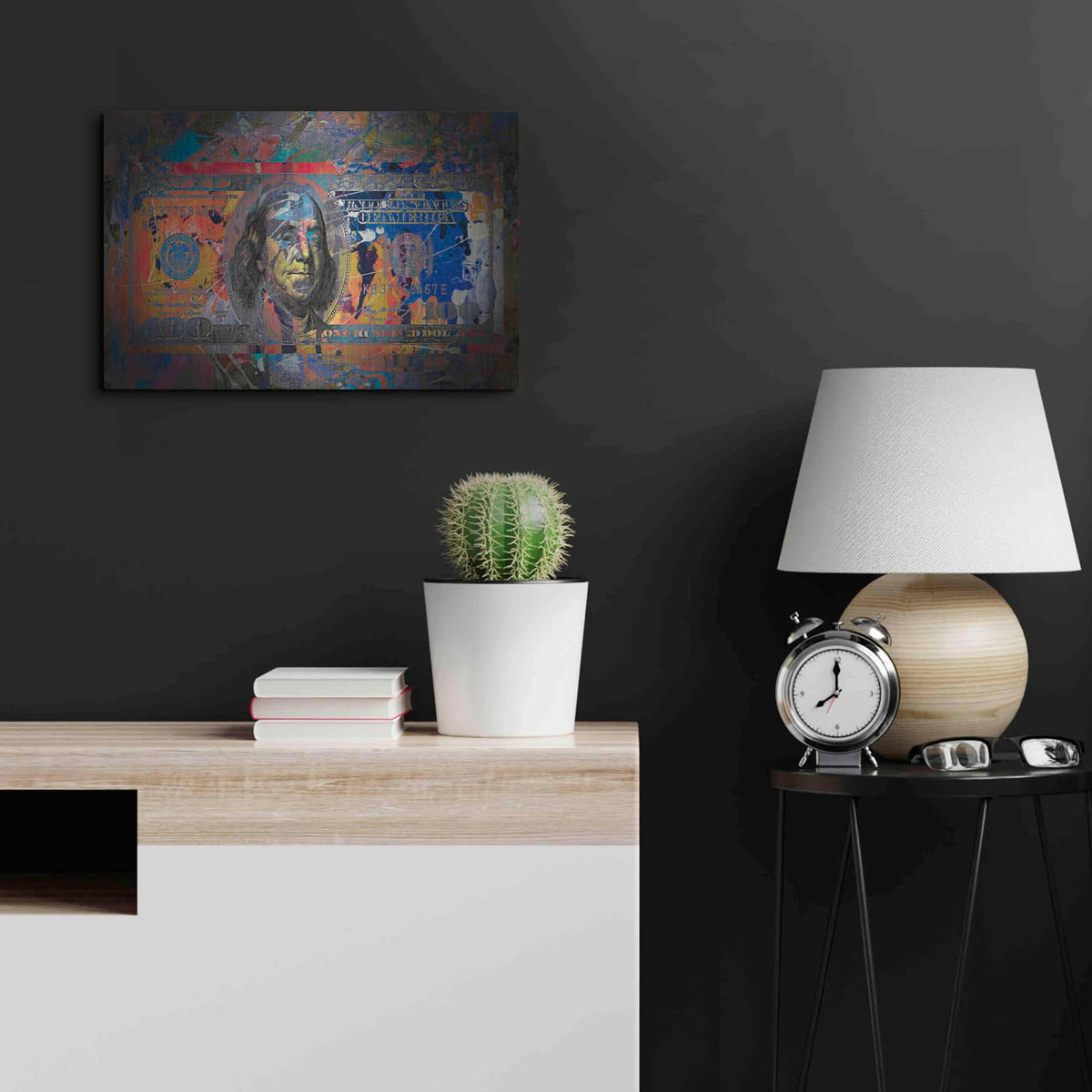 'Benjamin's Hundreds' by Valentyn Artemenko – Metal Wall Art, 24x16 room view
