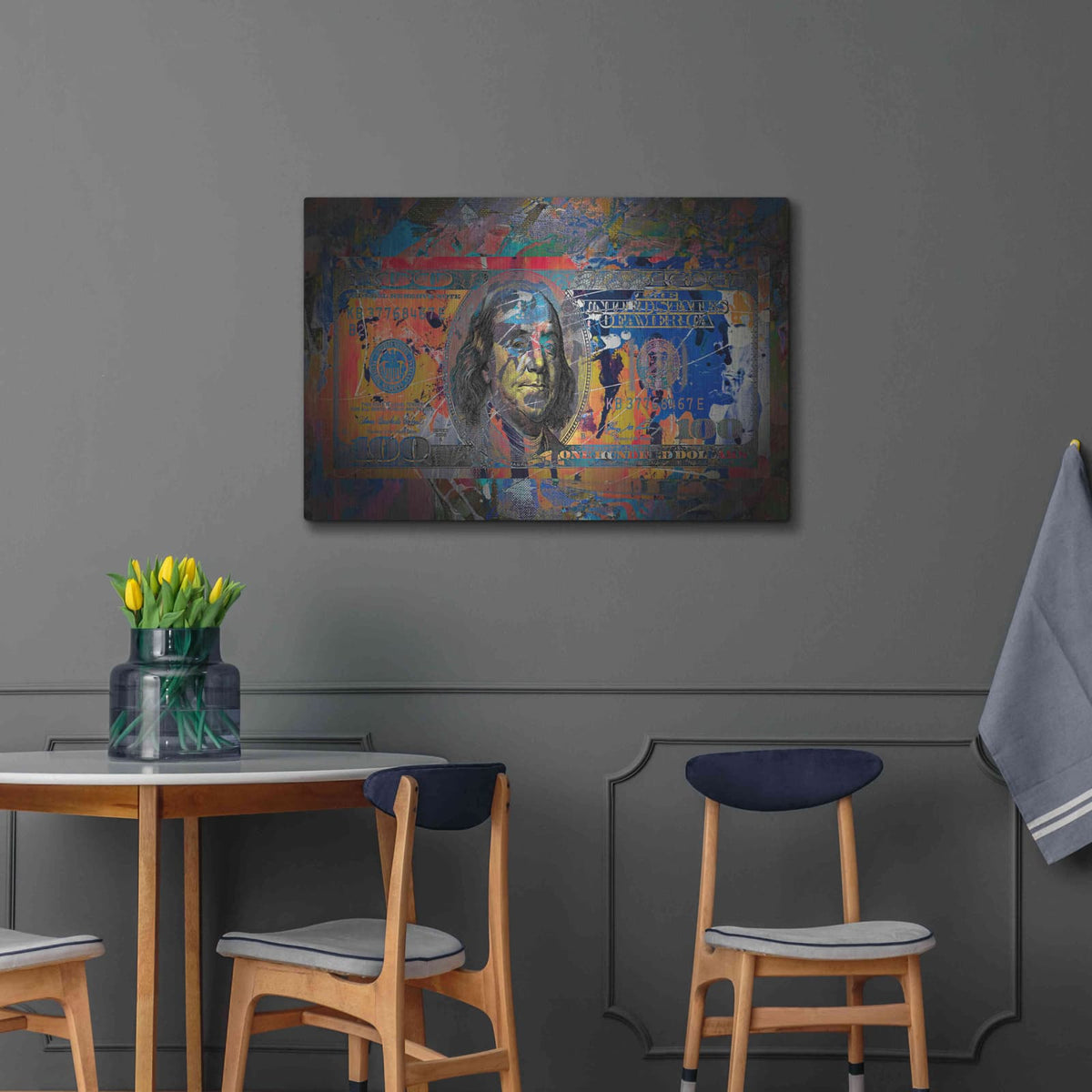 'Benjamin's Hundreds' by Valentyn Artemenko – Metal Wall Art, 36x24 room view