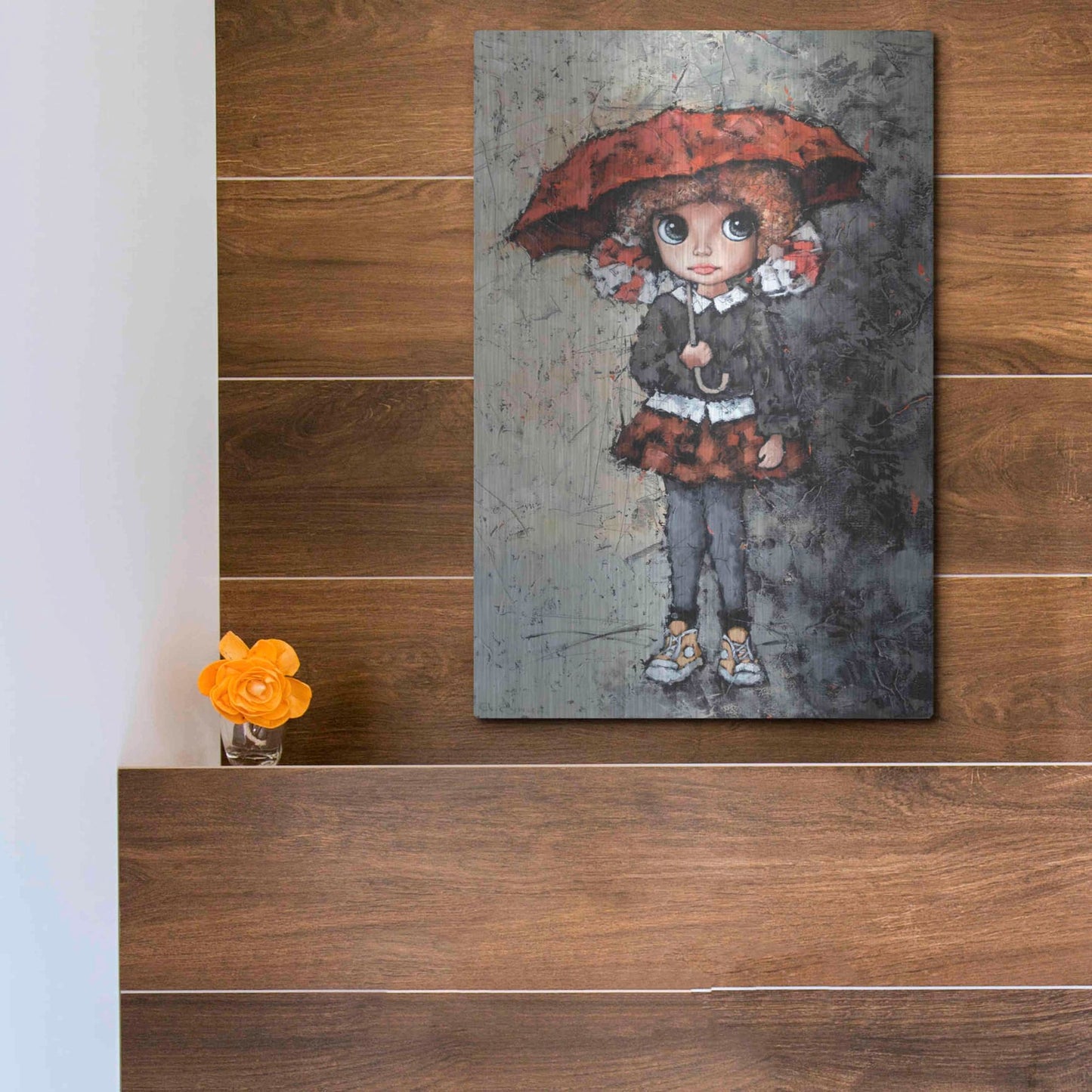 Luxe Metal Art 'Girl With Bows' by Alexander Gunin, Metal Wall Art,12x16