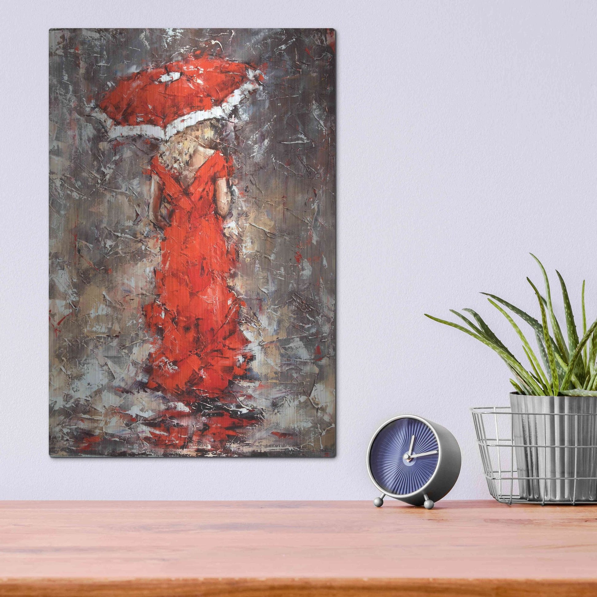 Luxe Metal Art 'Woman With Umbrella' by Alexander Gunin, Metal Wall Art,12x16