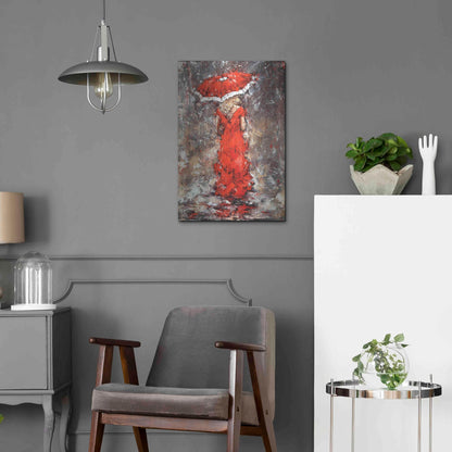 Luxe Metal Art 'Woman With Umbrella' by Alexander Gunin, Metal Wall Art,16x24