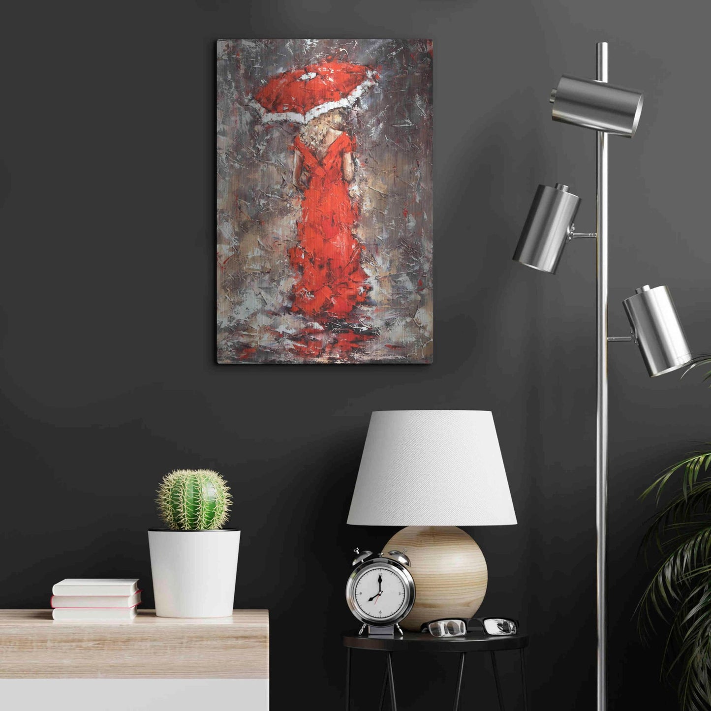 Luxe Metal Art 'Woman With Umbrella' by Alexander Gunin, Metal Wall Art,16x24