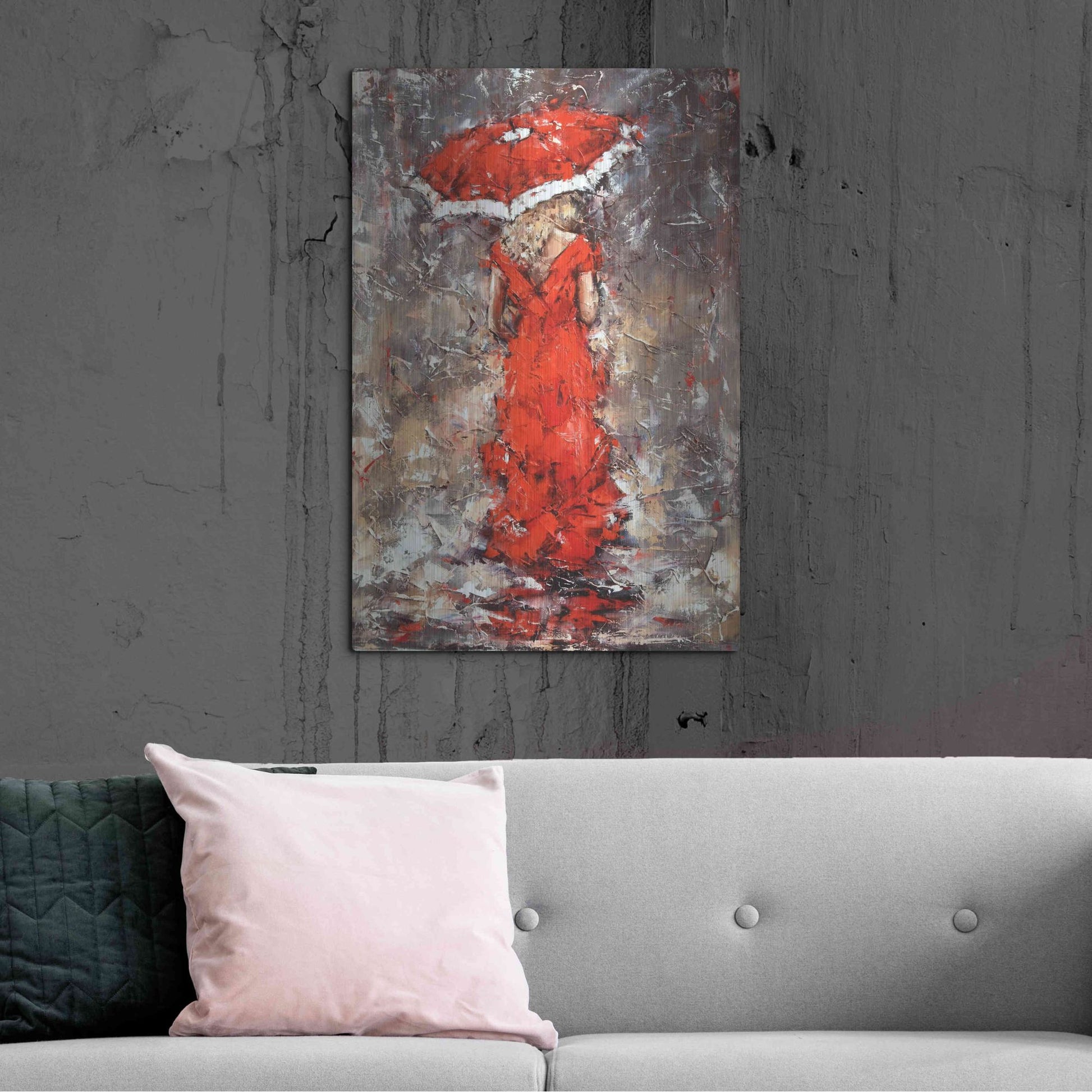 Luxe Metal Art 'Woman With Umbrella' by Alexander Gunin, Metal Wall Art,24x36