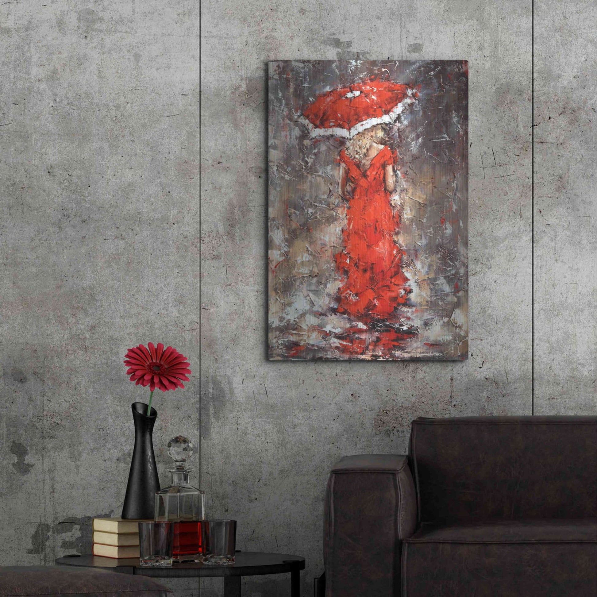 Luxe Metal Art 'Woman With Umbrella' by Alexander Gunin, Metal Wall Art,24x36