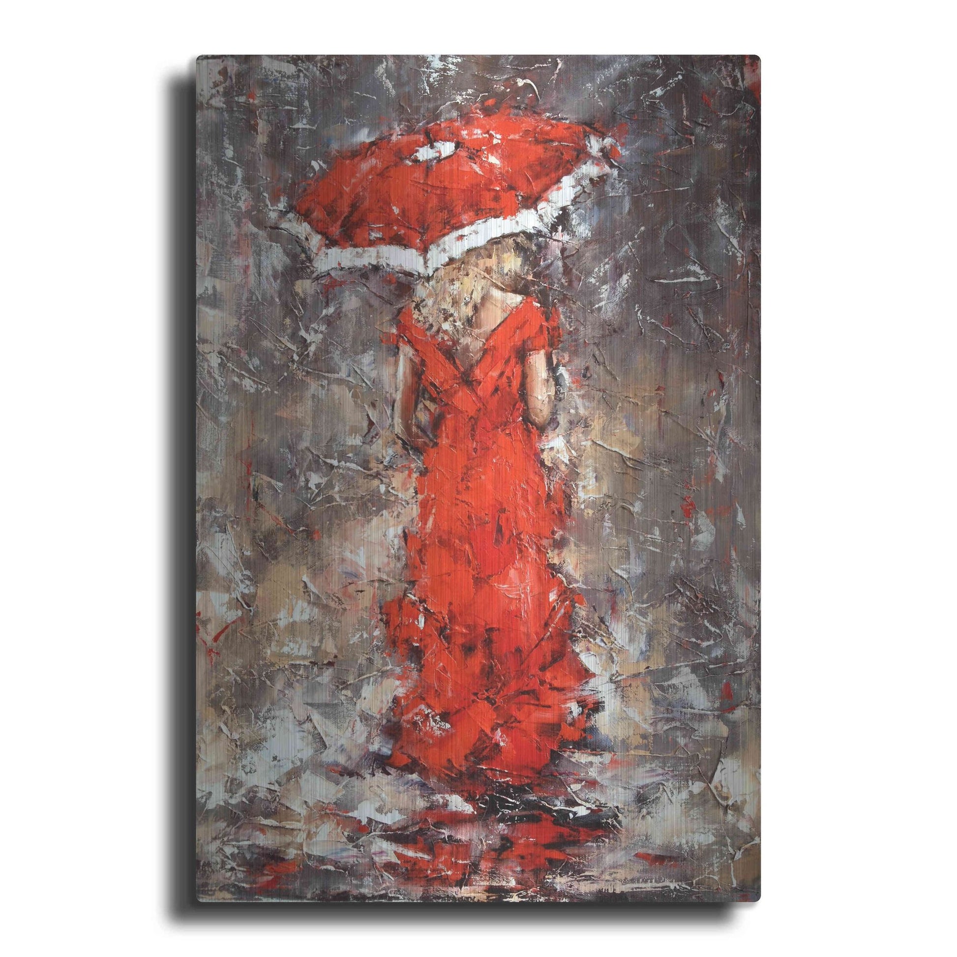 Luxe Metal Art 'Woman With Umbrella' by Alexander Gunin, Metal Wall Art