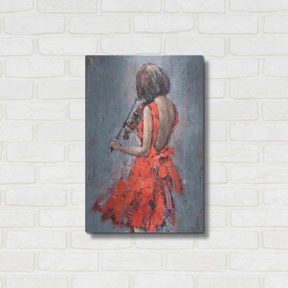 Luxe Metal Art 'Violinist in Red' by Alexander Gunin, Metal Wall Art,16x24