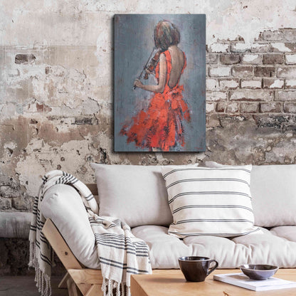 Luxe Metal Art 'Violinist in Red' by Alexander Gunin, Metal Wall Art,24x36