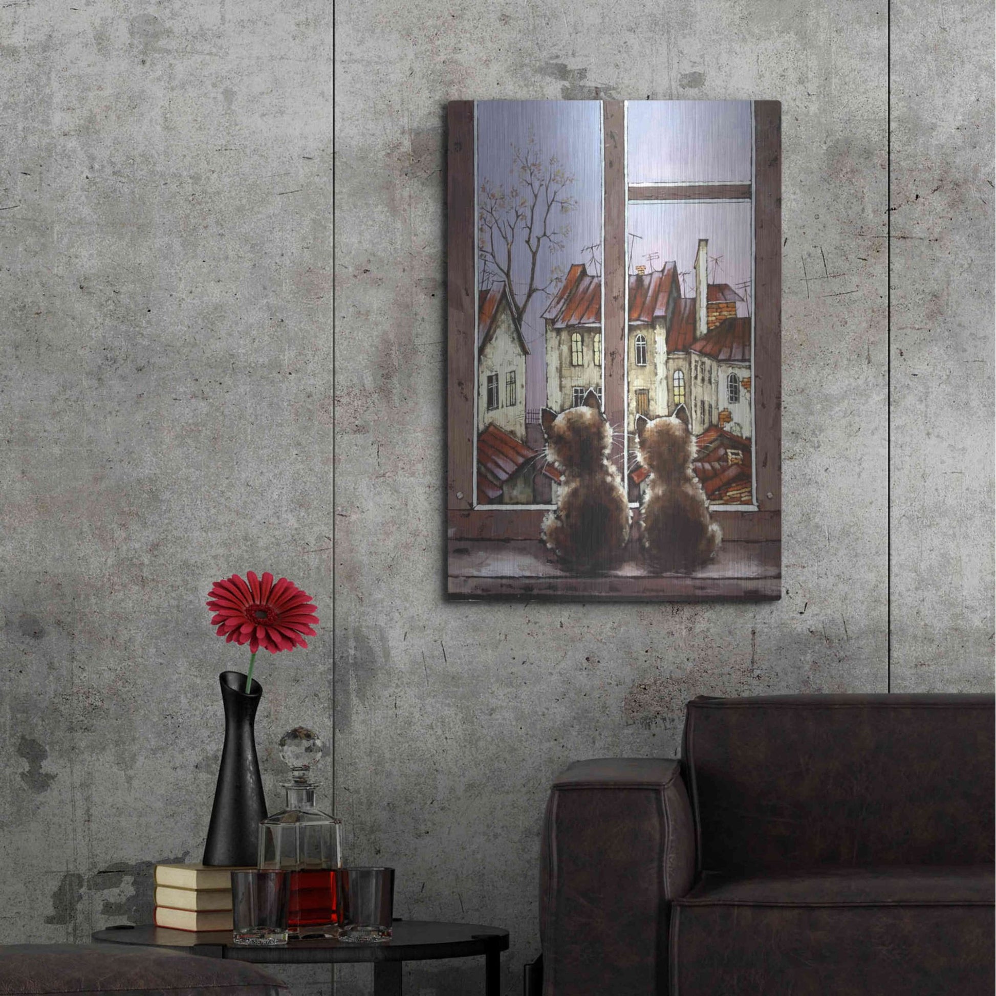 Luxe Metal Art 'The Neighborhood' by Alexander Gunin, Metal Wall Art,24x36