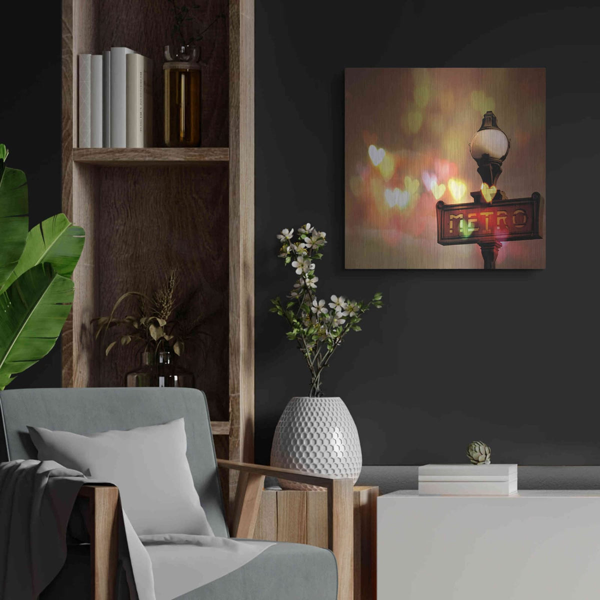 'Night Life Paris' by Keri Bevan – Metal Wall Art, 24x24 room view