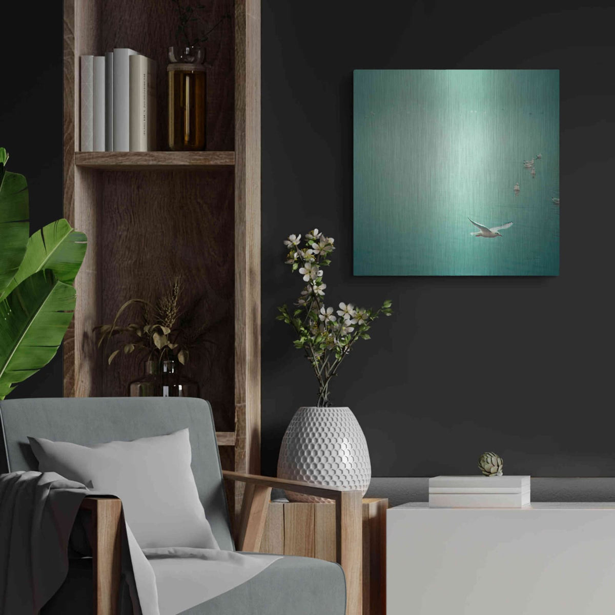 'Soul Birds' by Keri Bevan – Metal Wall Art, 24x24 room view