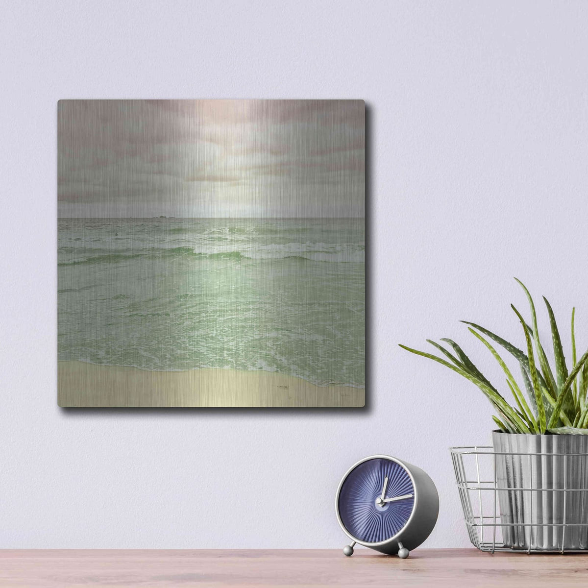'Beach Tricolor Square' by Keri Bevan – Metal Wall Art, 12x12 room view