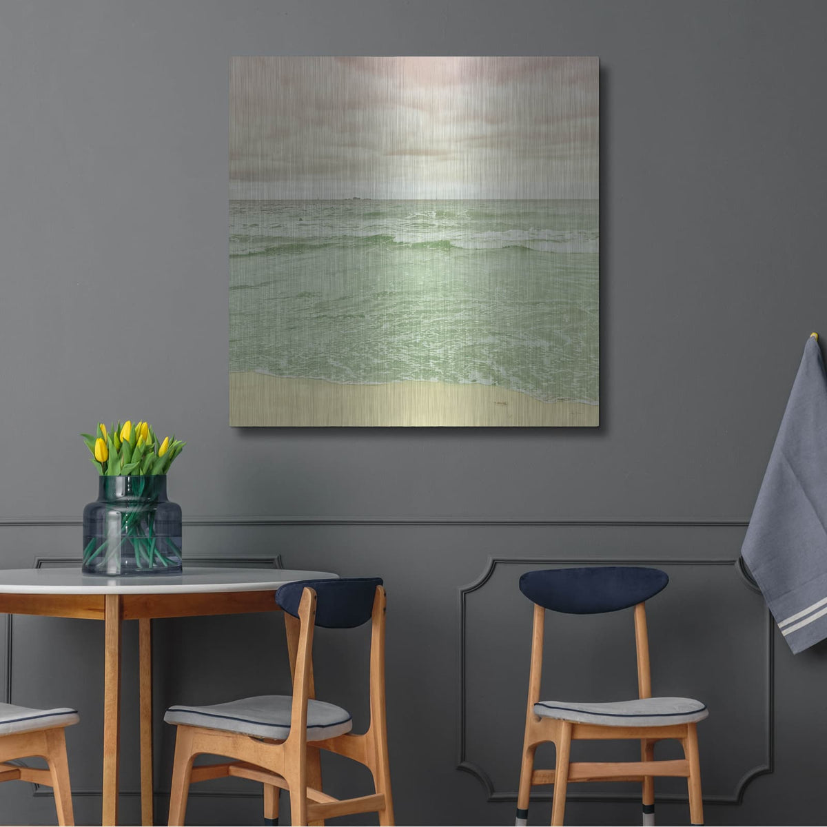 'Beach Tricolor Square' by Keri Bevan – Metal Wall Art, 36x36 room view