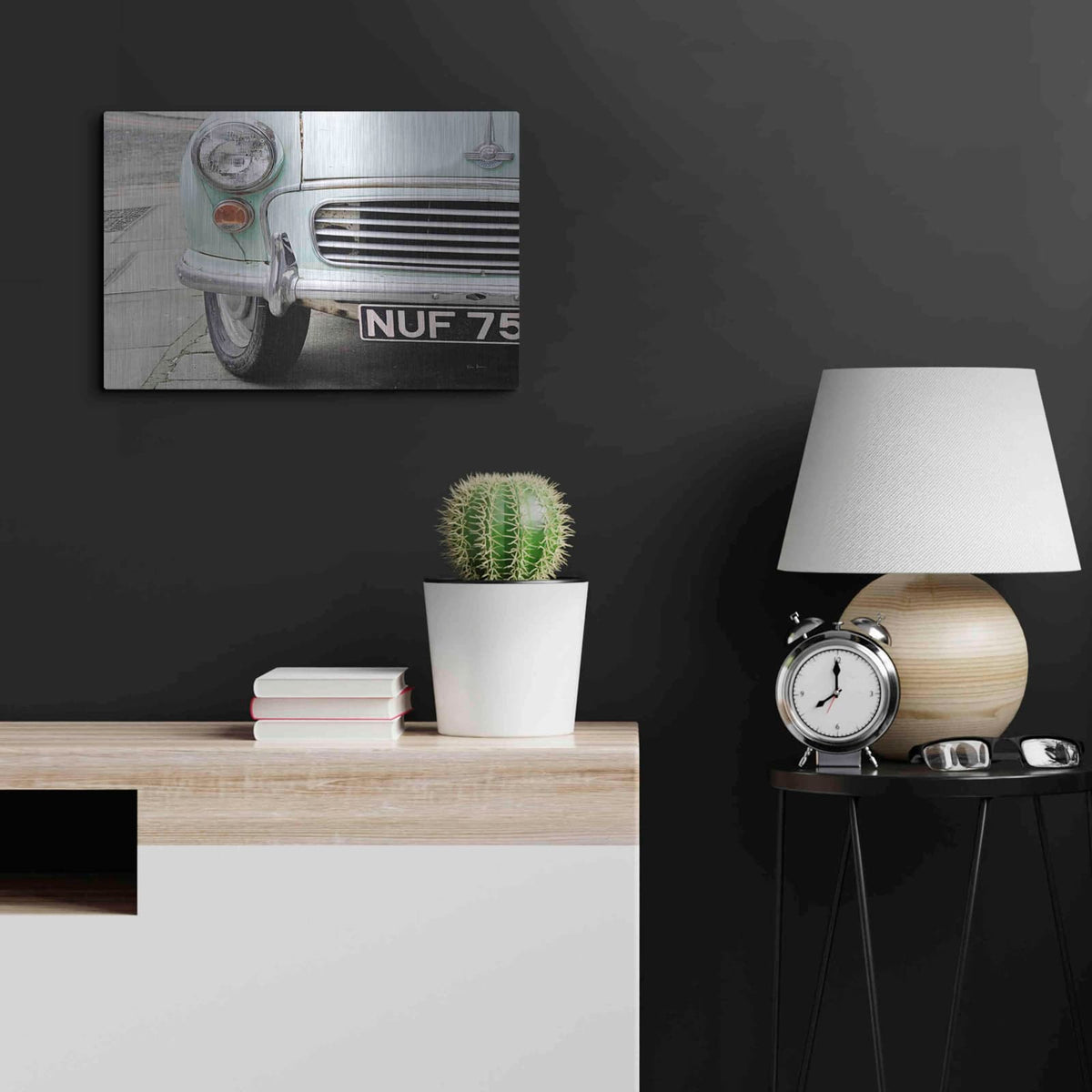 'London Traveller Mint And Blush' by Keri Bevan – Metal Wall Art, 24x16 room view
