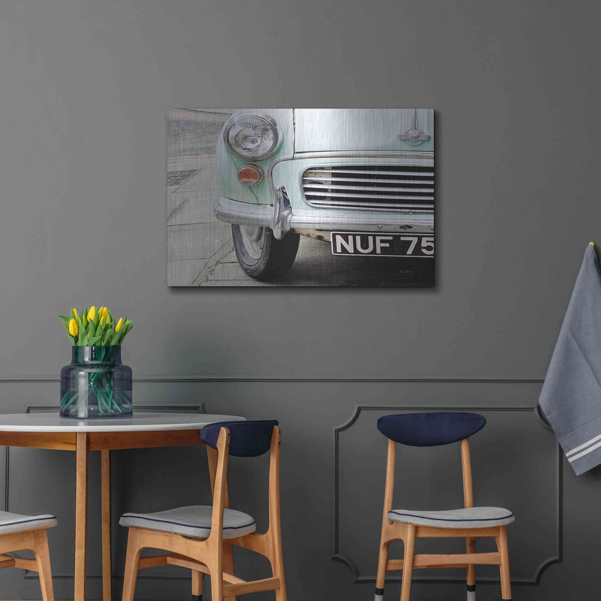 'London Traveller Mint And Blush' by Keri Bevan – Metal Wall Art, 36x24 room view