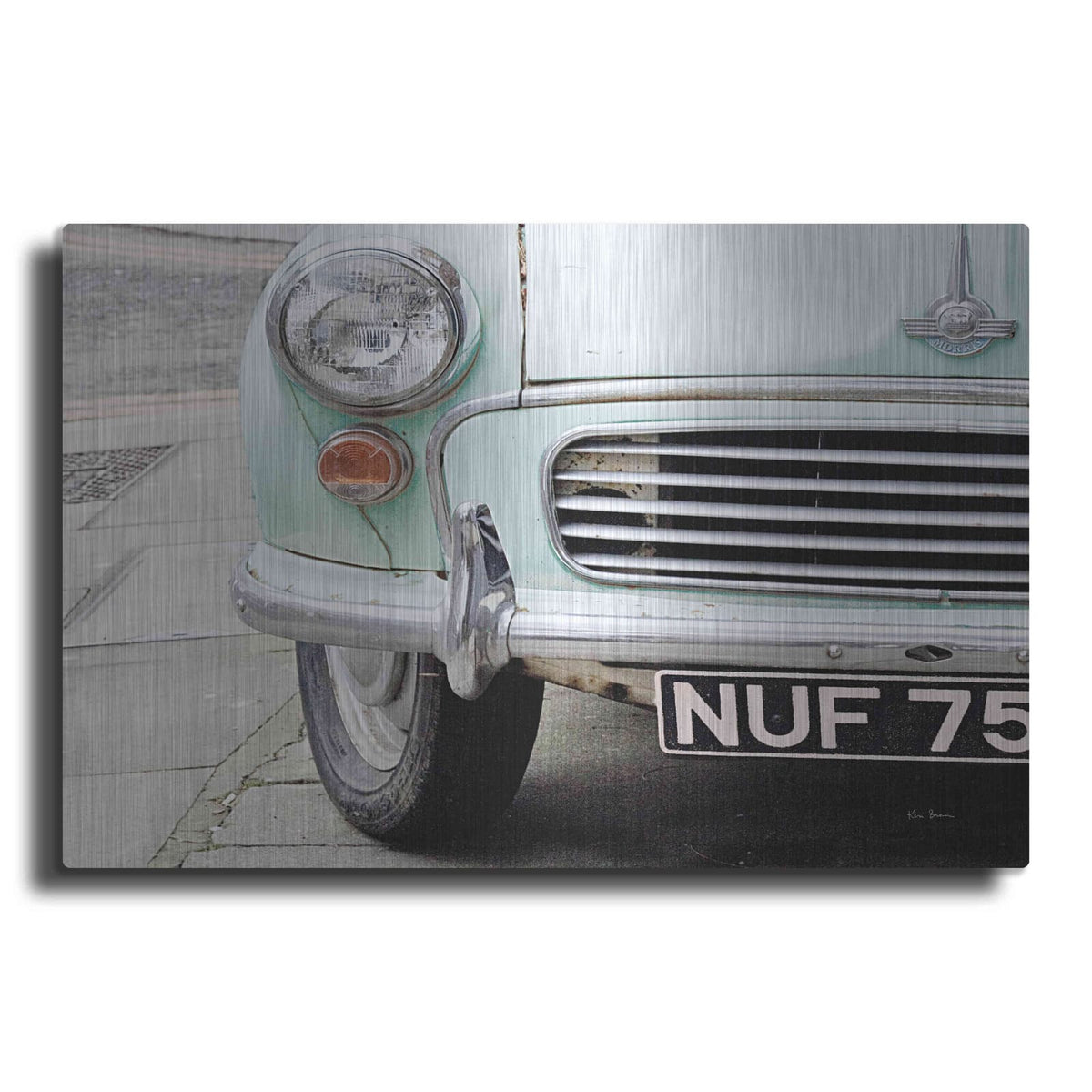'London Traveller Mint And Blush' by Keri Bevan – Metal Wall Art